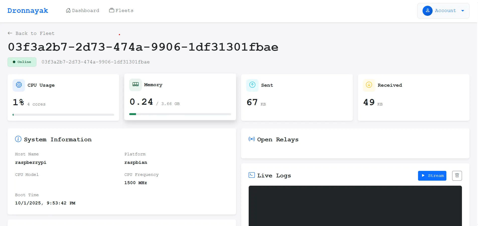 Dronnayak dashboard preview
